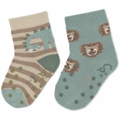 Sterntaler ABS-Krabbelsöckchen Doppelpack Dino/Löwe Beige