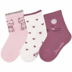 Sterntaler Söckchen 3er-Pack Katze Rosa